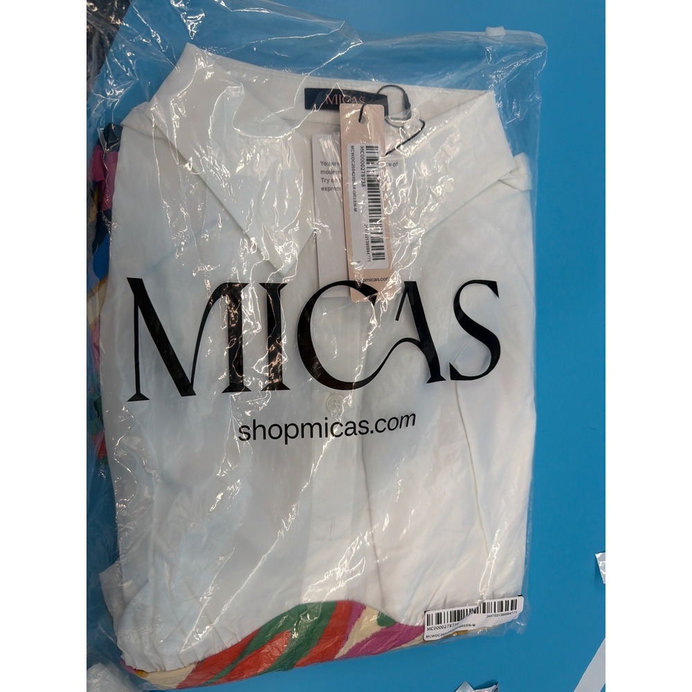 Micas Branches Print V-Neck Sleeveless Mini Dress White Multi Size M NWT - Picture 4 of 6